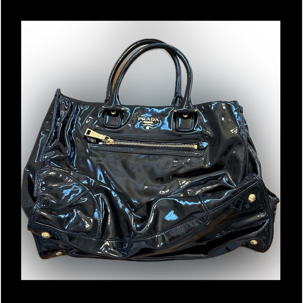 Authentic Black Prada Patent Leather Tote Bag